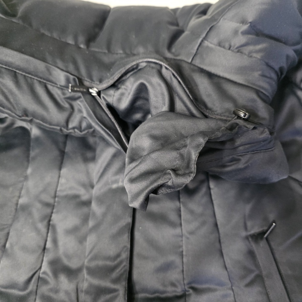 CALVIN KLEIN Black Womens Size Large Long Duck Down Quilted Hooded Puffer Coat - Picture 8 of 11